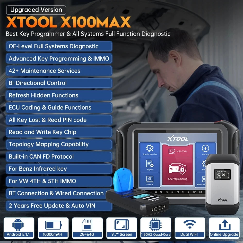 XTOOL X100 MAX Con KC501 Para programar llaves de BENZ/BMW/VW